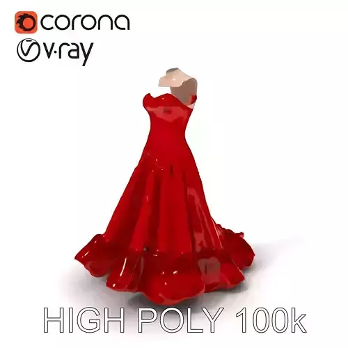Elegant Red Evening Gown Model Pack for D Rendering and Games