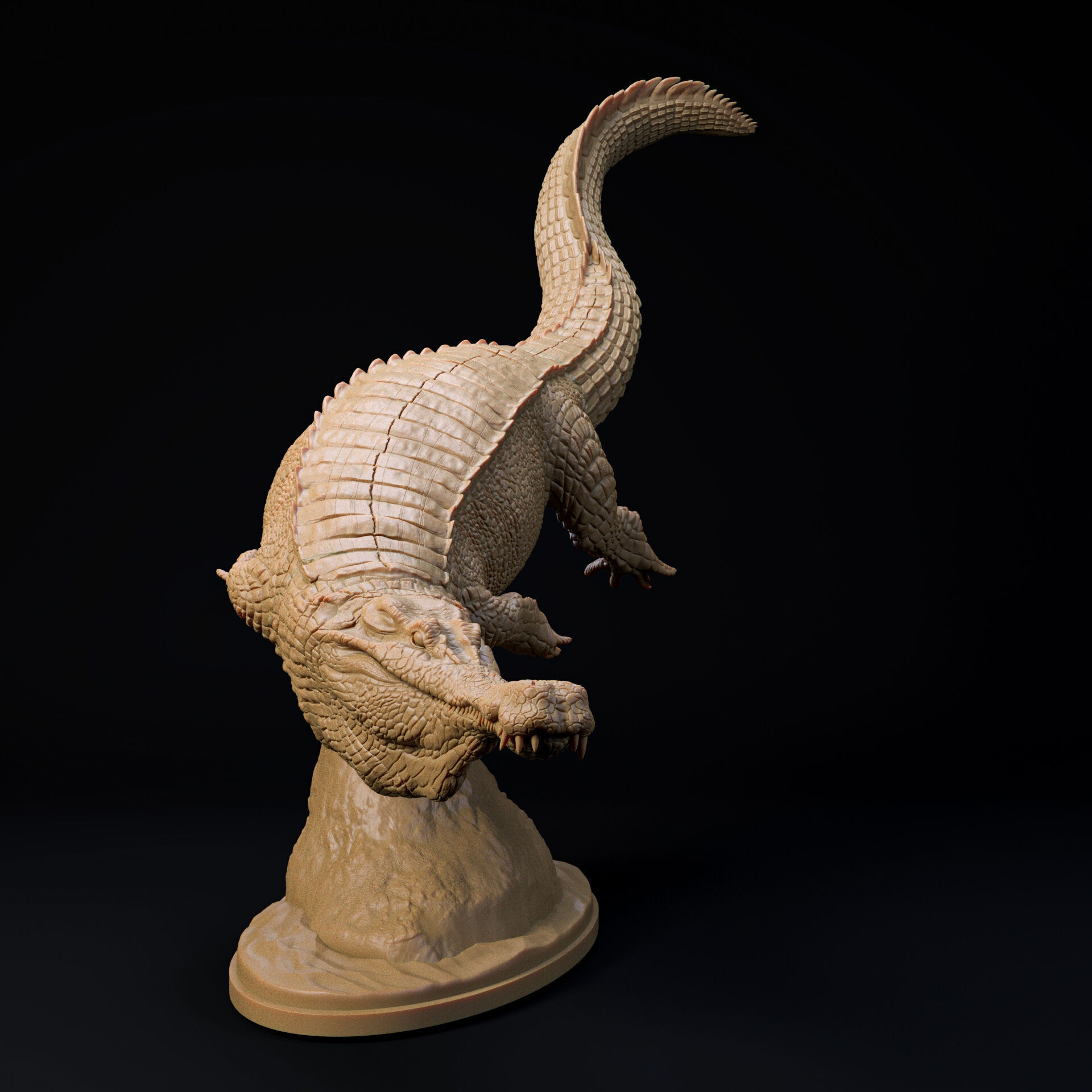 Sarcosuchus swimming 1-35 scale pre-supported crocodilian 3D print model_3