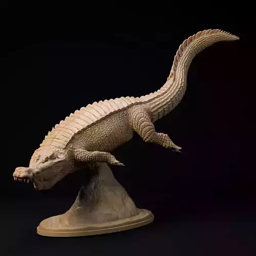 Sarcosuchus swimming 1-35 scale pre-supported crocodilian 3D print model