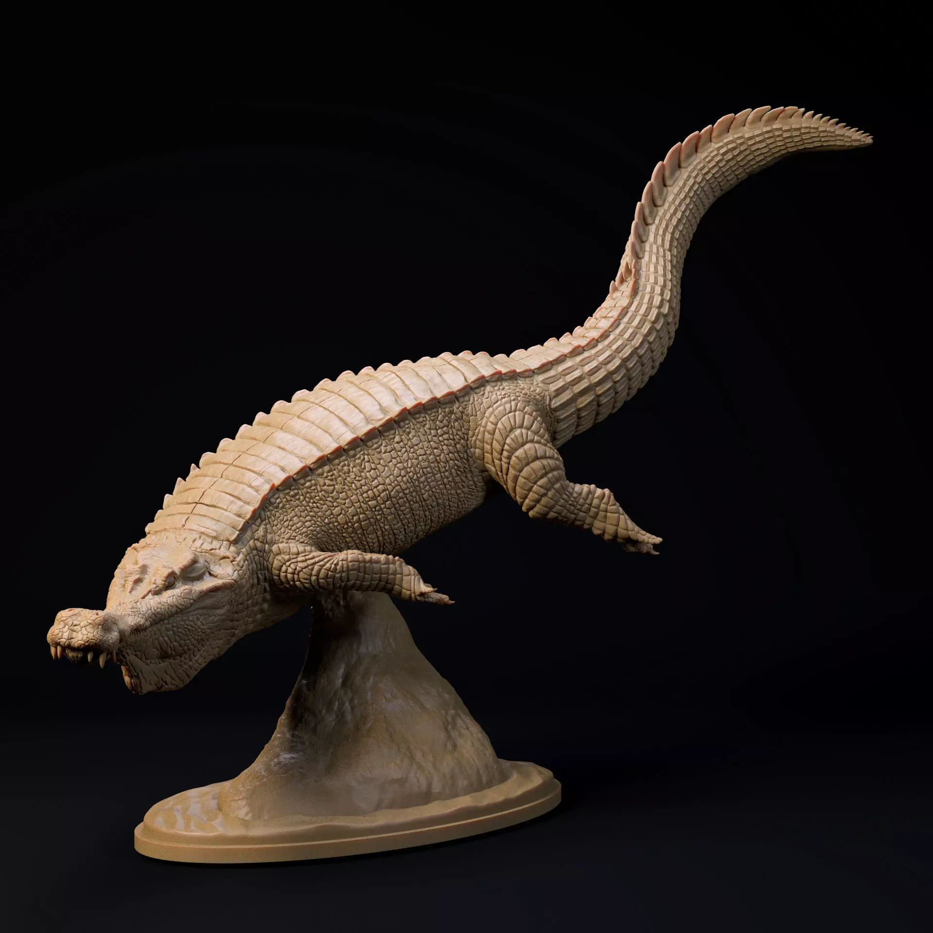 Sarcosuchus swimming 1-35 scale pre-supported crocodilian 3D print model_0