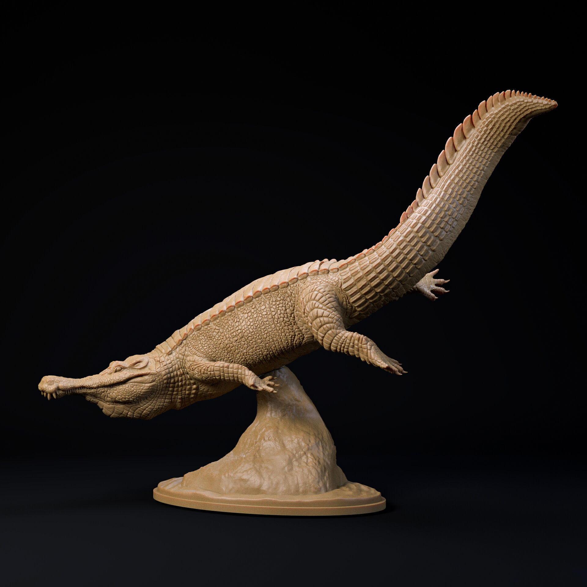 Sarcosuchus swimming 1-35 scale pre-supported crocodilian 3D print model_1