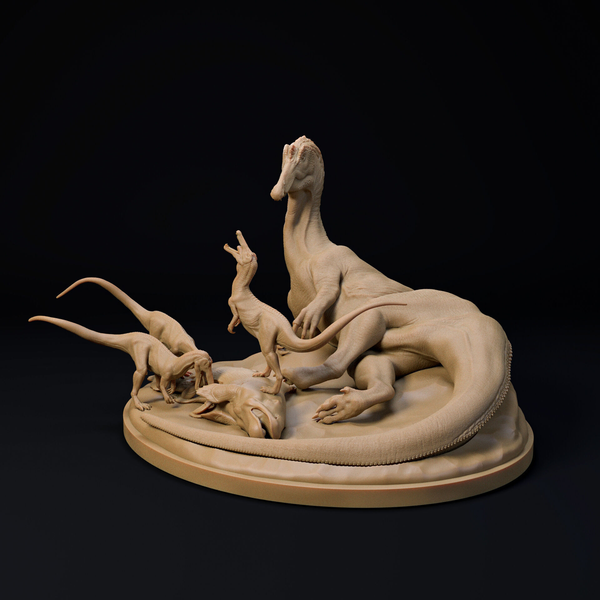 Suchomimus family 1-35 scale pre-supported dinosaur 3D print model_1