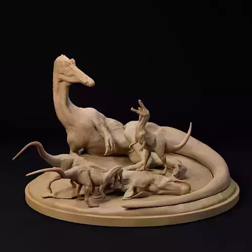 Suchomimus family 1-35 scale pre-supported dinosaur