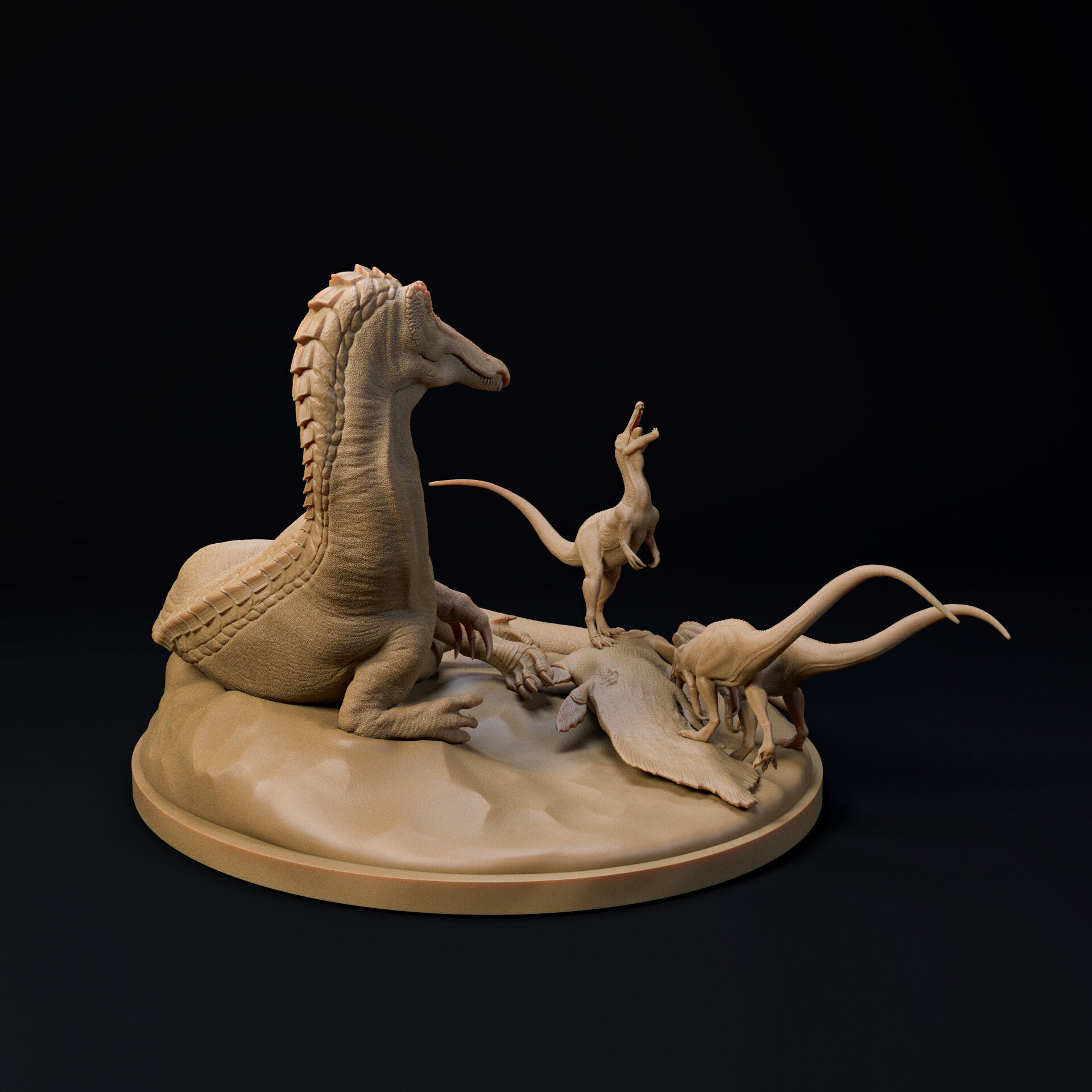 Suchomimus family 1-35 scale pre-supported dinosaur 3D print model_3