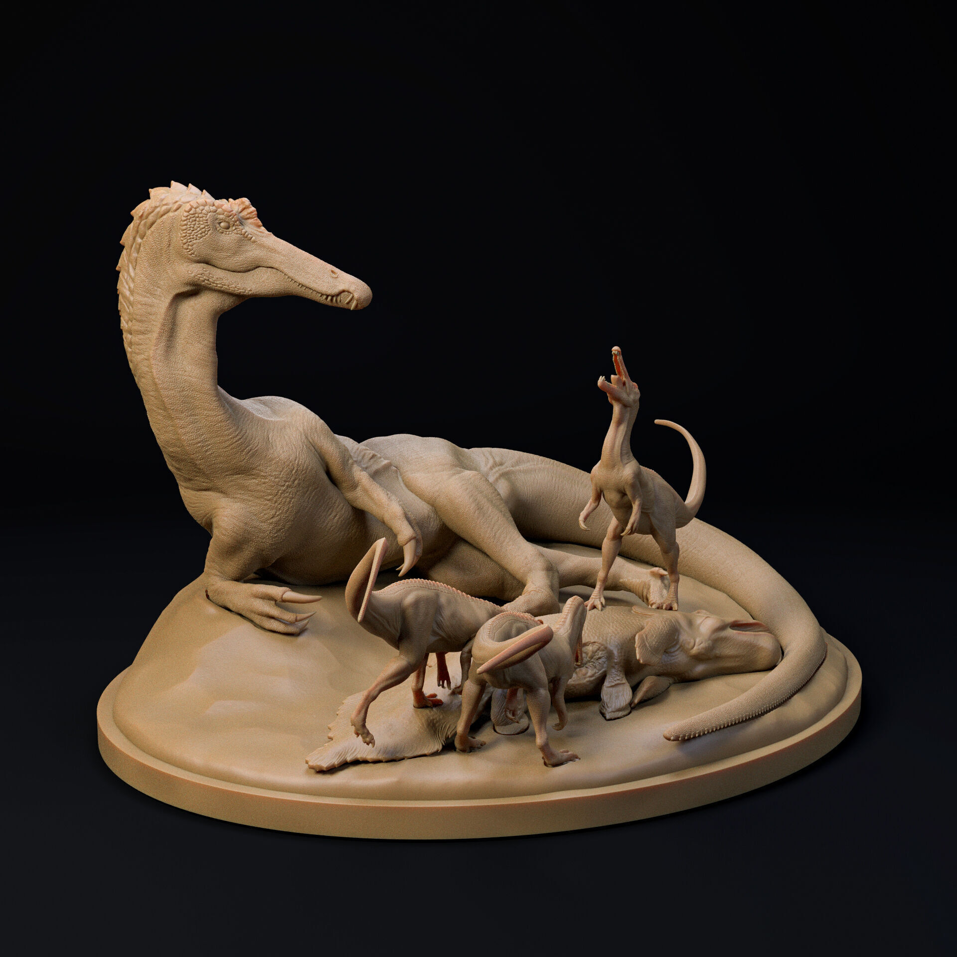 Suchomimus family 1-35 scale pre-supported dinosaur 3D print model_4