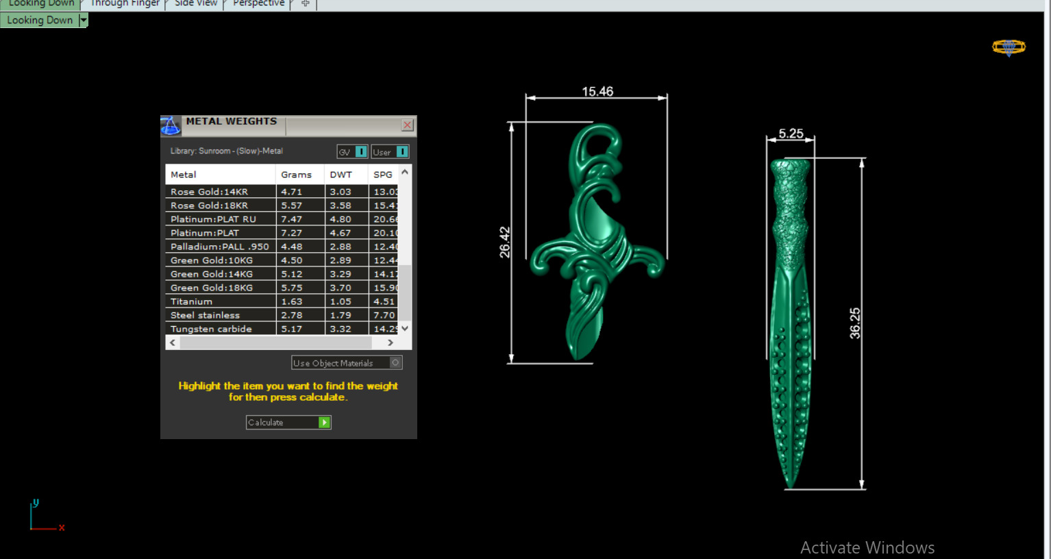 David Yurman Knife Pendant with round Stones 3D print model_22