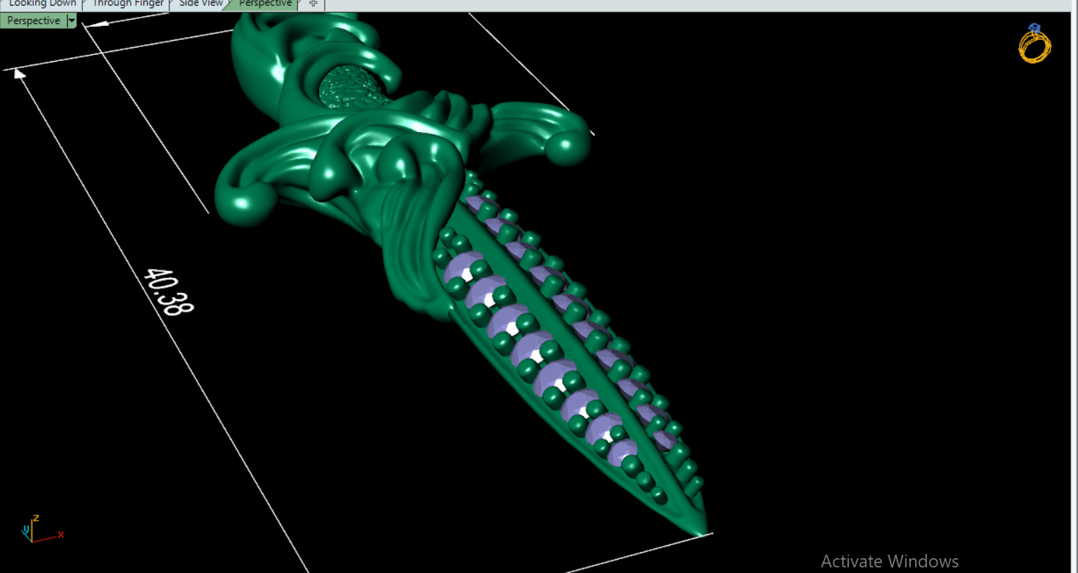 David Yurman Knife Pendant with round Stones 3D print model_25