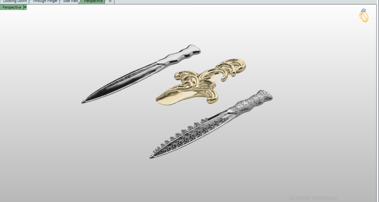 David Yurman Knife Pendant with round Stones 3D print model_16