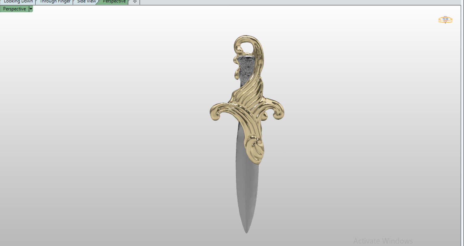 David Yurman Knife Pendant with round Stones 3D print model_5