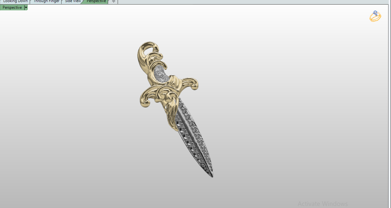 David Yurman Knife Pendant with round Stones 3D print model_3