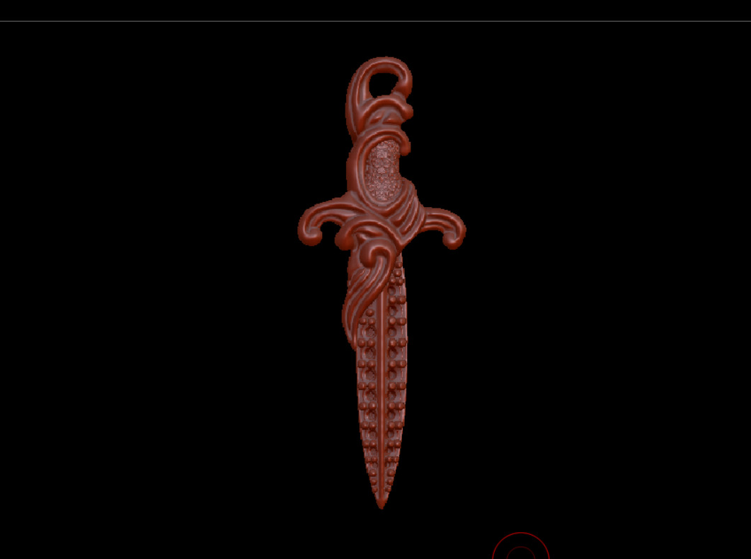 David Yurman Knife Pendant with round Stones 3D print model_2