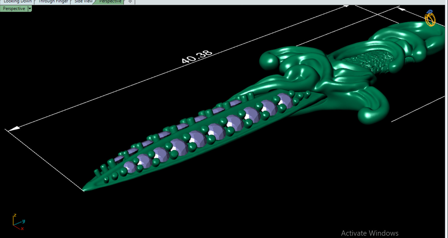 David Yurman Knife Pendant with round Stones 3D print model_26