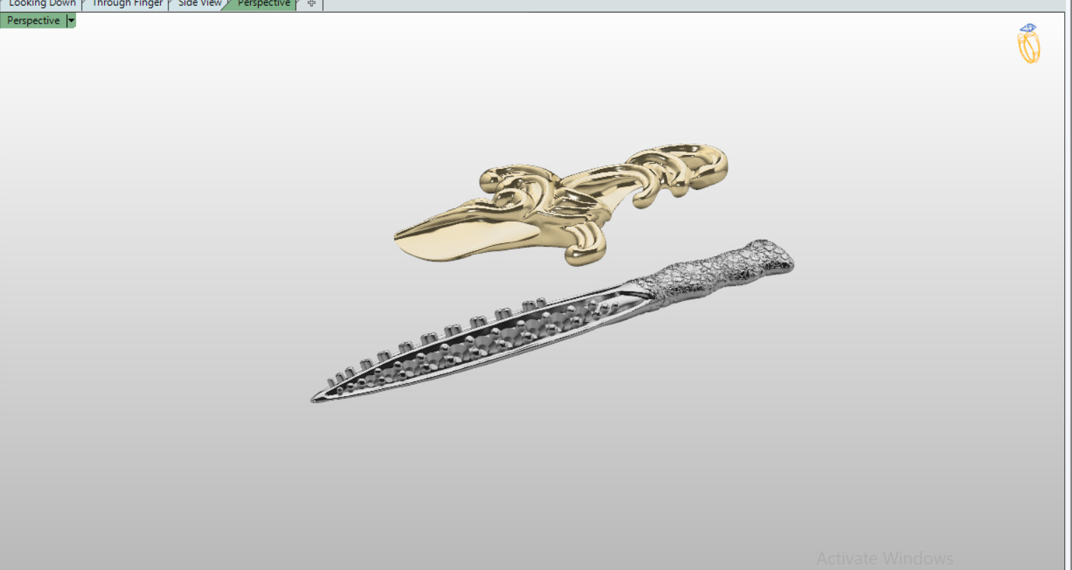 David Yurman Knife Pendant with round Stones 3D print model_11