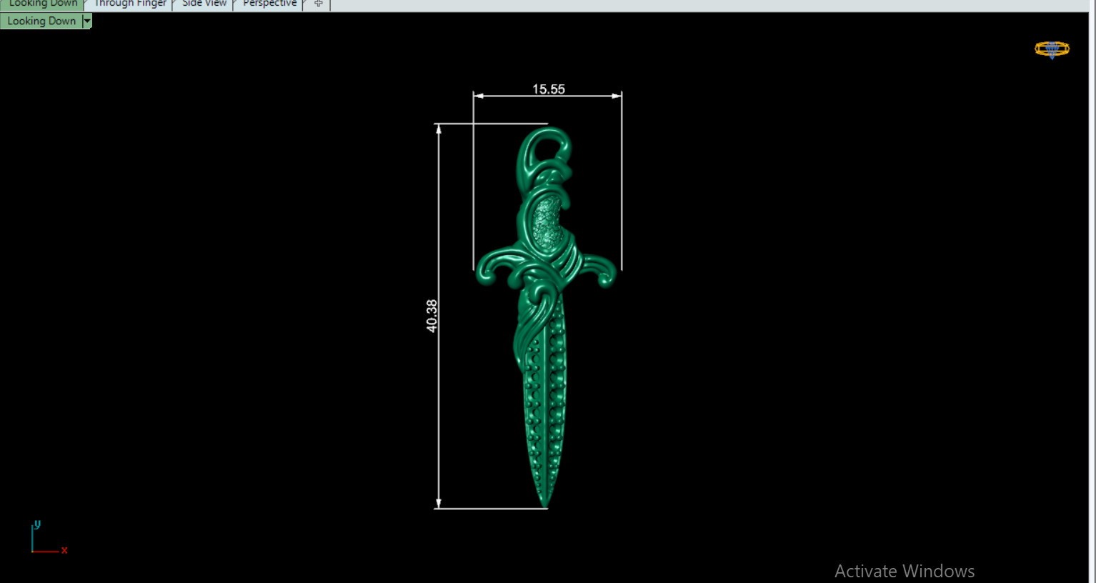 David Yurman Knife Pendant with round Stones 3D print model_18