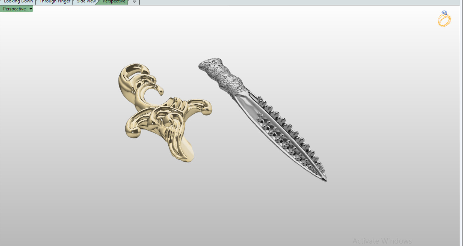 David Yurman Knife Pendant with round Stones 3D print model_10