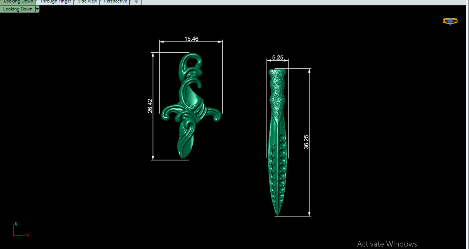 David Yurman Knife Pendant with round Stones 3D print model_19