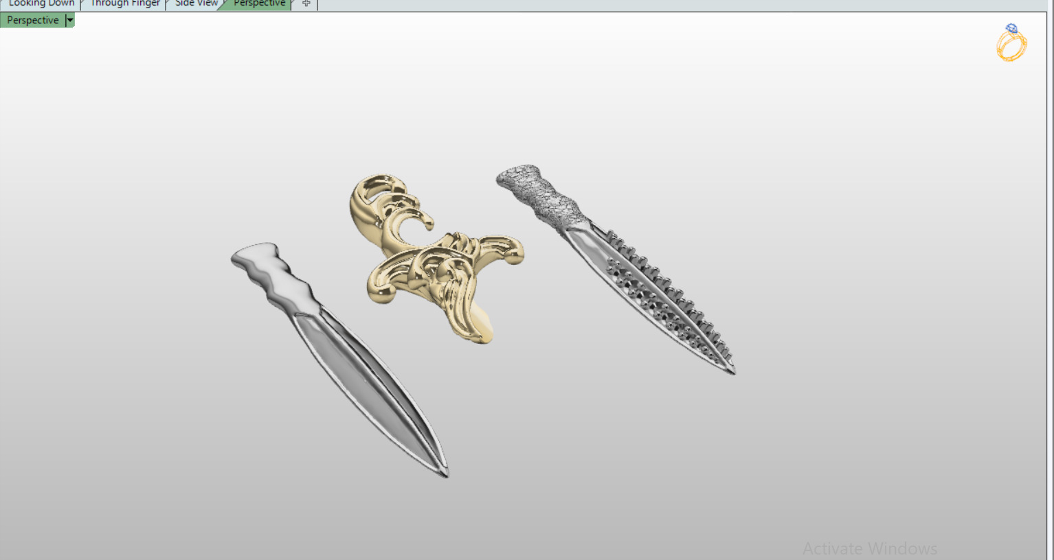 David Yurman Knife Pendant with round Stones 3D print model_15