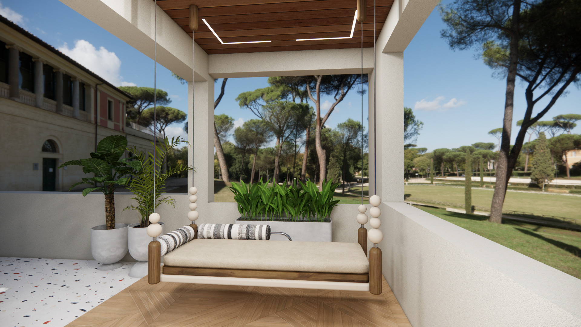 Modern Swing Low-poly 3D model_1