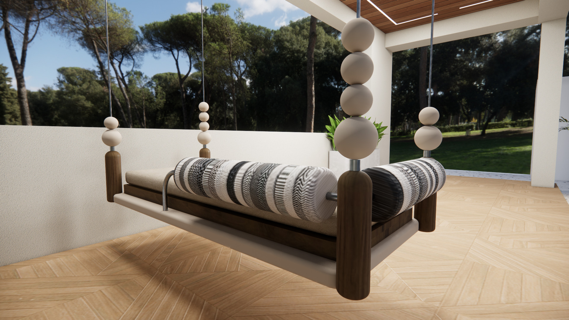 Modern Swing Low-poly 3D model_7