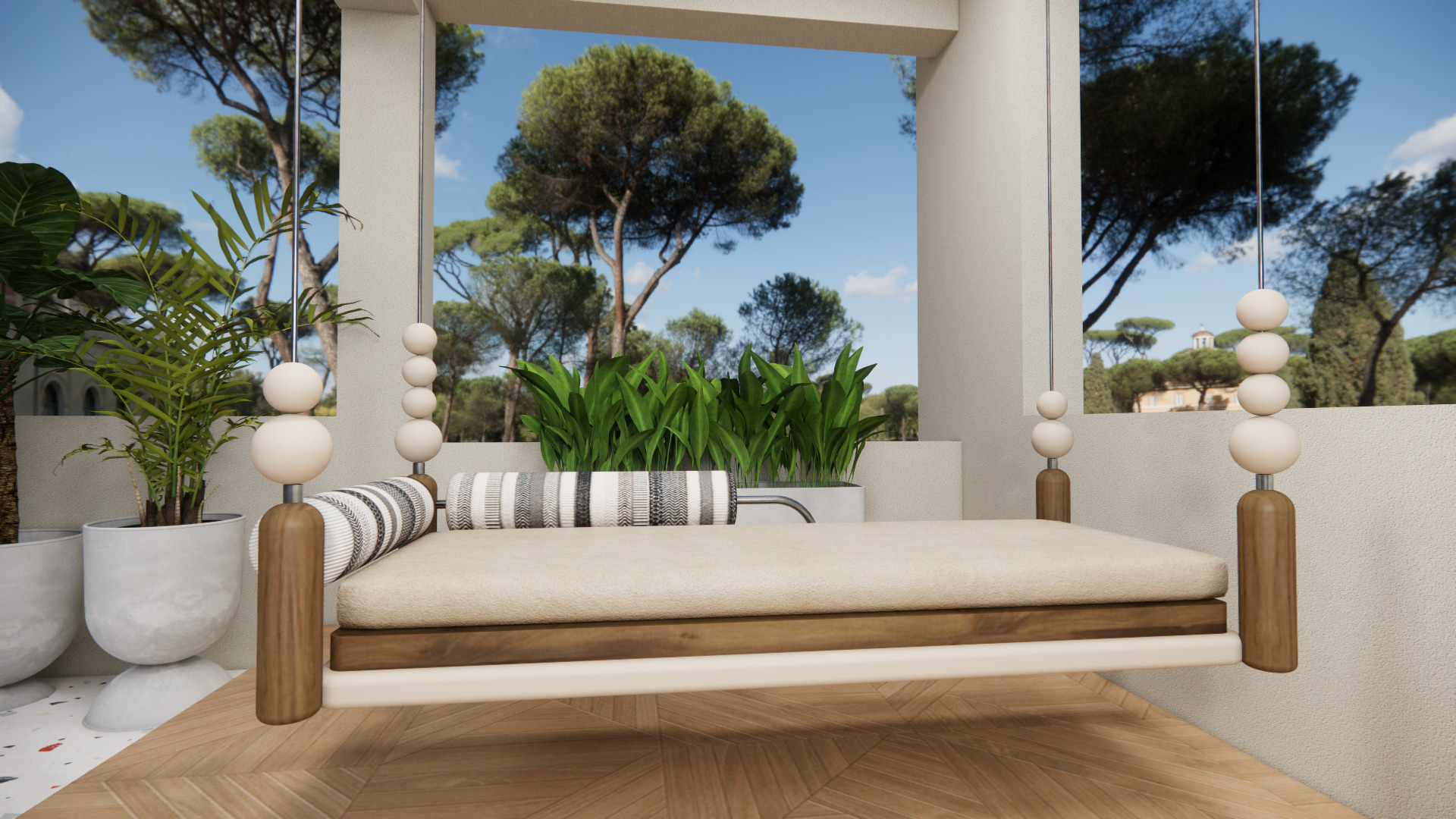 Modern Swing Low-poly 3D model_3