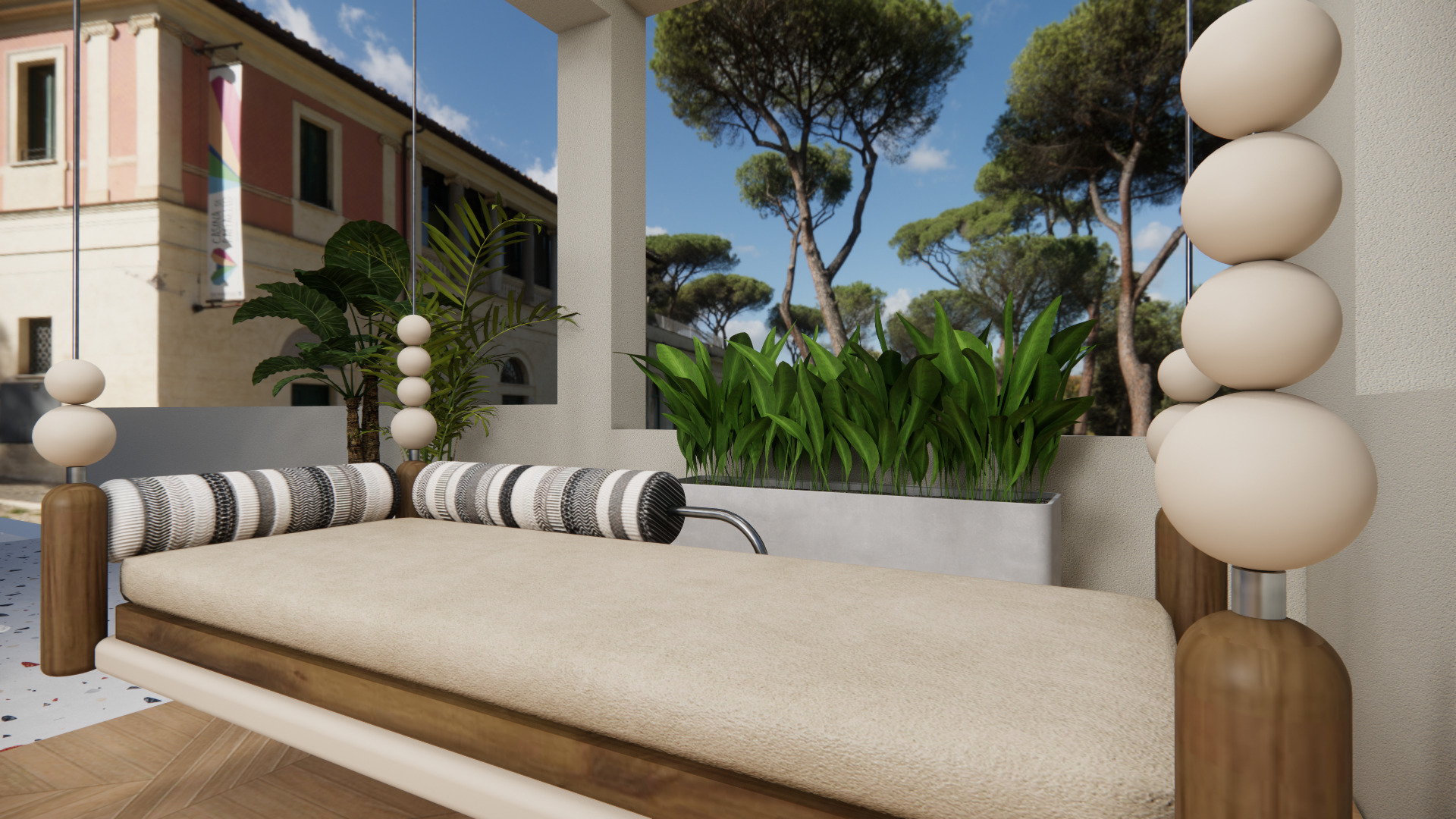 Modern Swing Low-poly 3D model_6