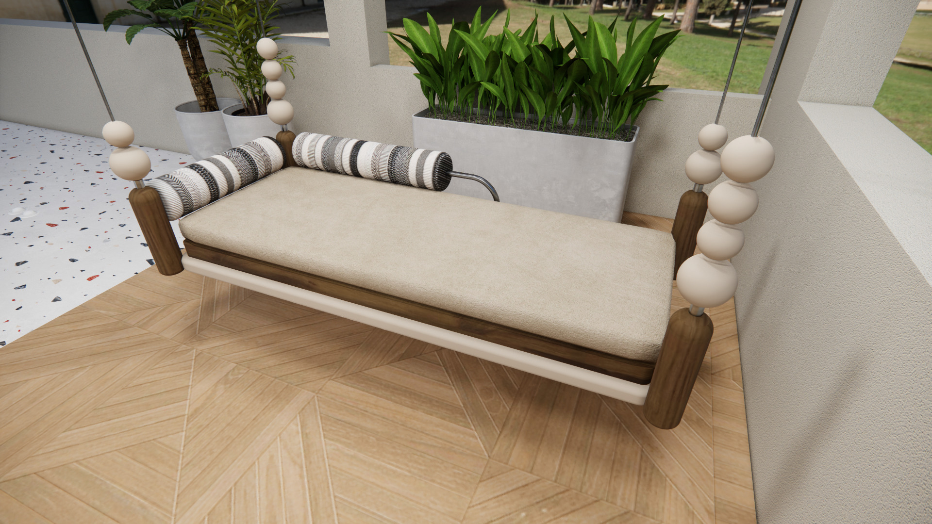 Modern Swing Low-poly 3D model_2