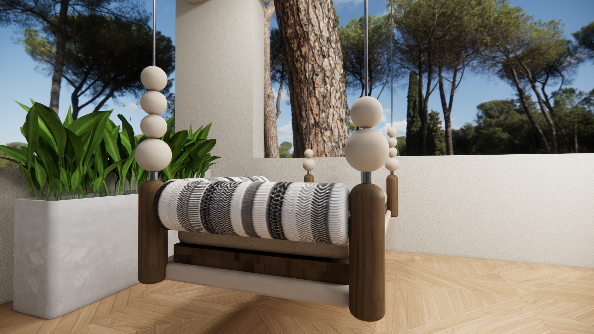 Modern Swing Low-poly 3D model_4