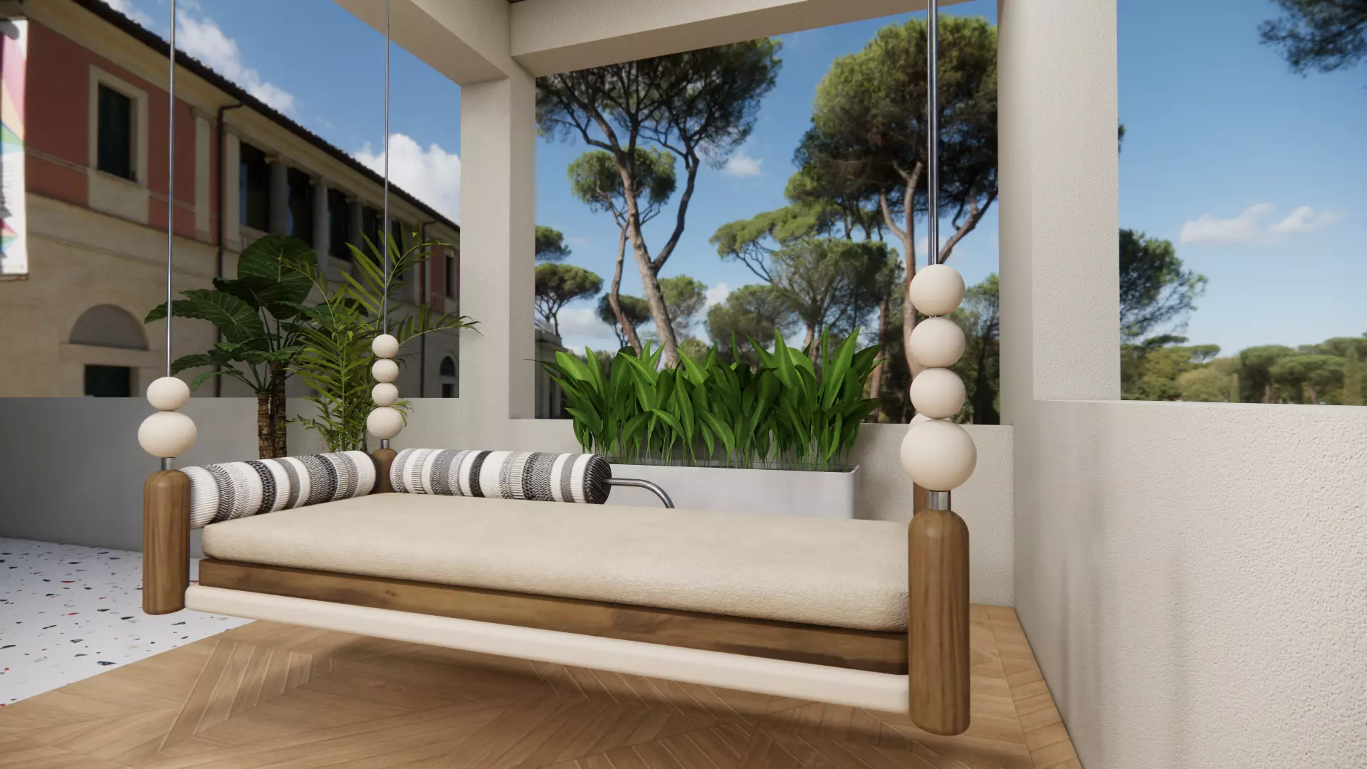 Modern Swing Low-poly 3D model_0