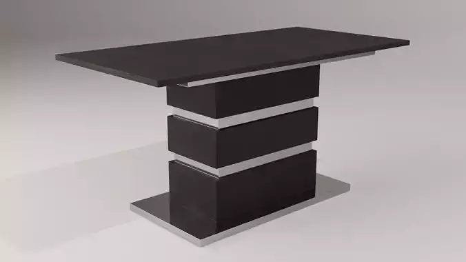 Modern rectangular dining table - black stone and chrome base