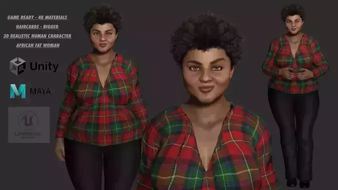 AAA 3D REALISTIC FEMALE CHARACTER - FAT AFRICAN WOMAN