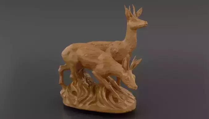 Deer Sculpture 3D Model  Artistic Wildlife Statue