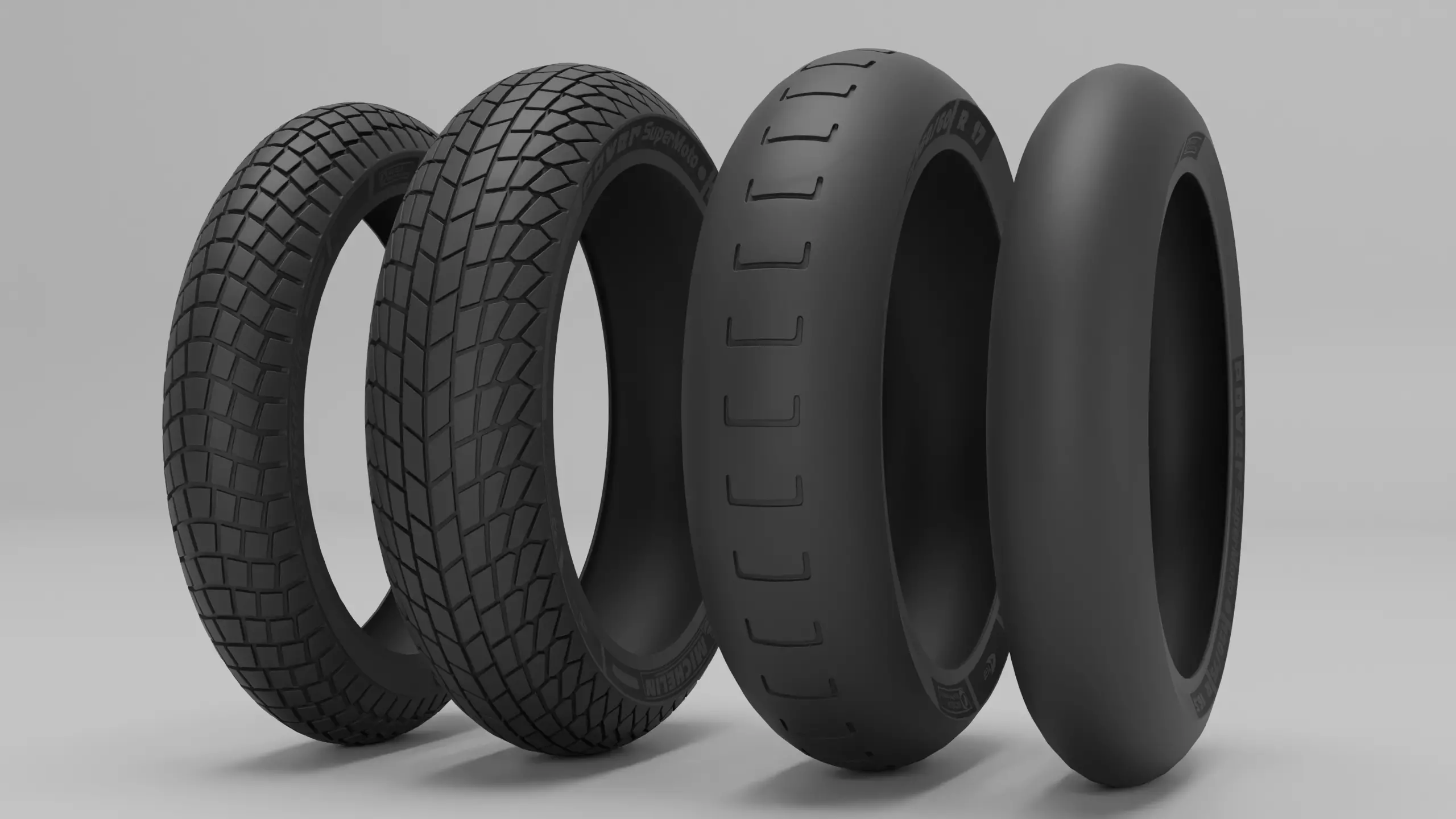 Michelin Power Supermoto Tire pack slick rain 3D model
