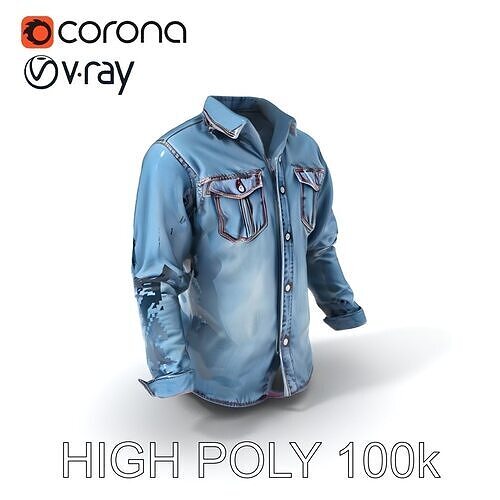 Denim Shirt Model Pack with Realistic Detail Low-poly 3D model