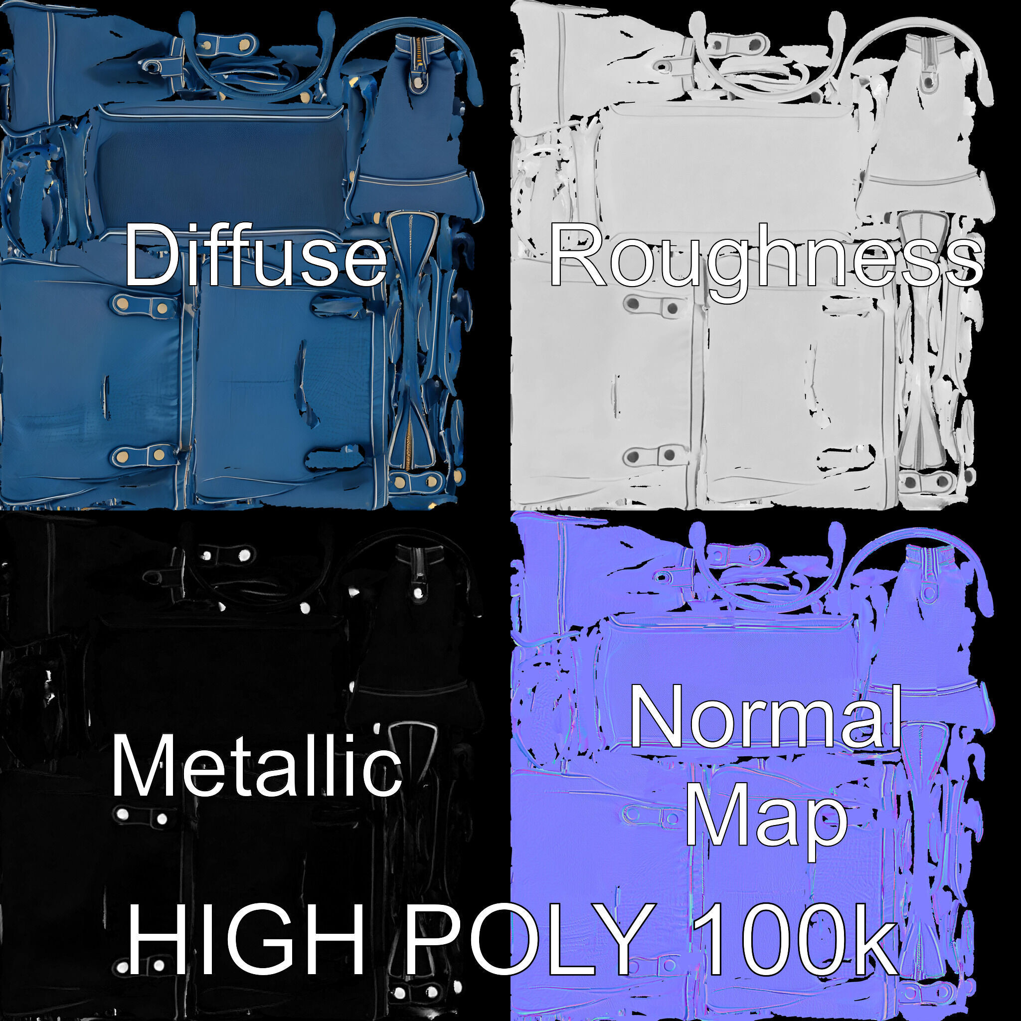 Elegant Leather Handbag D Model Pack Low-poly 3D model_2