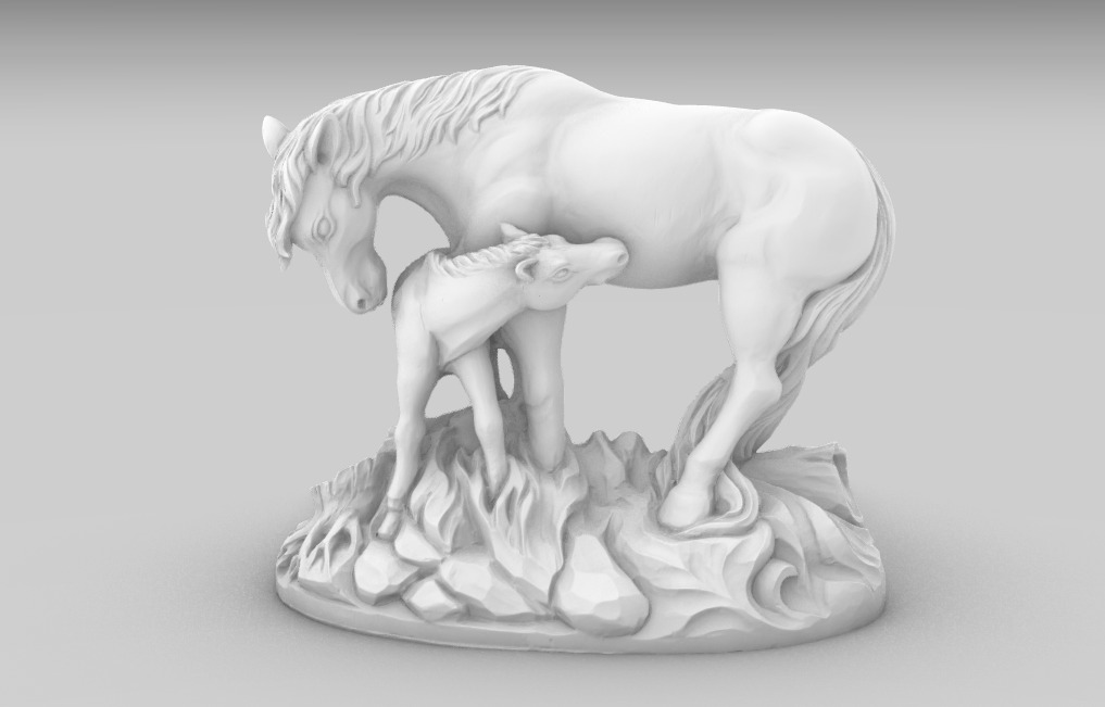 Horse and Foal 3D Model  Artistic Sculpture  3D print model_3