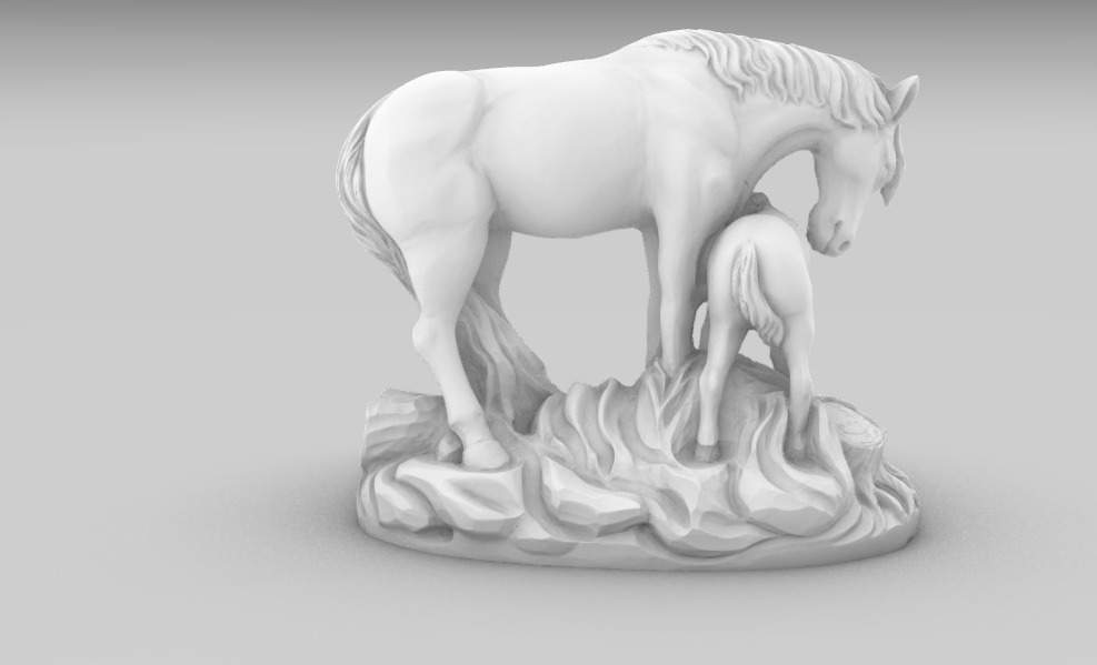 Horse and Foal 3D Model  Artistic Sculpture  3D print model_4