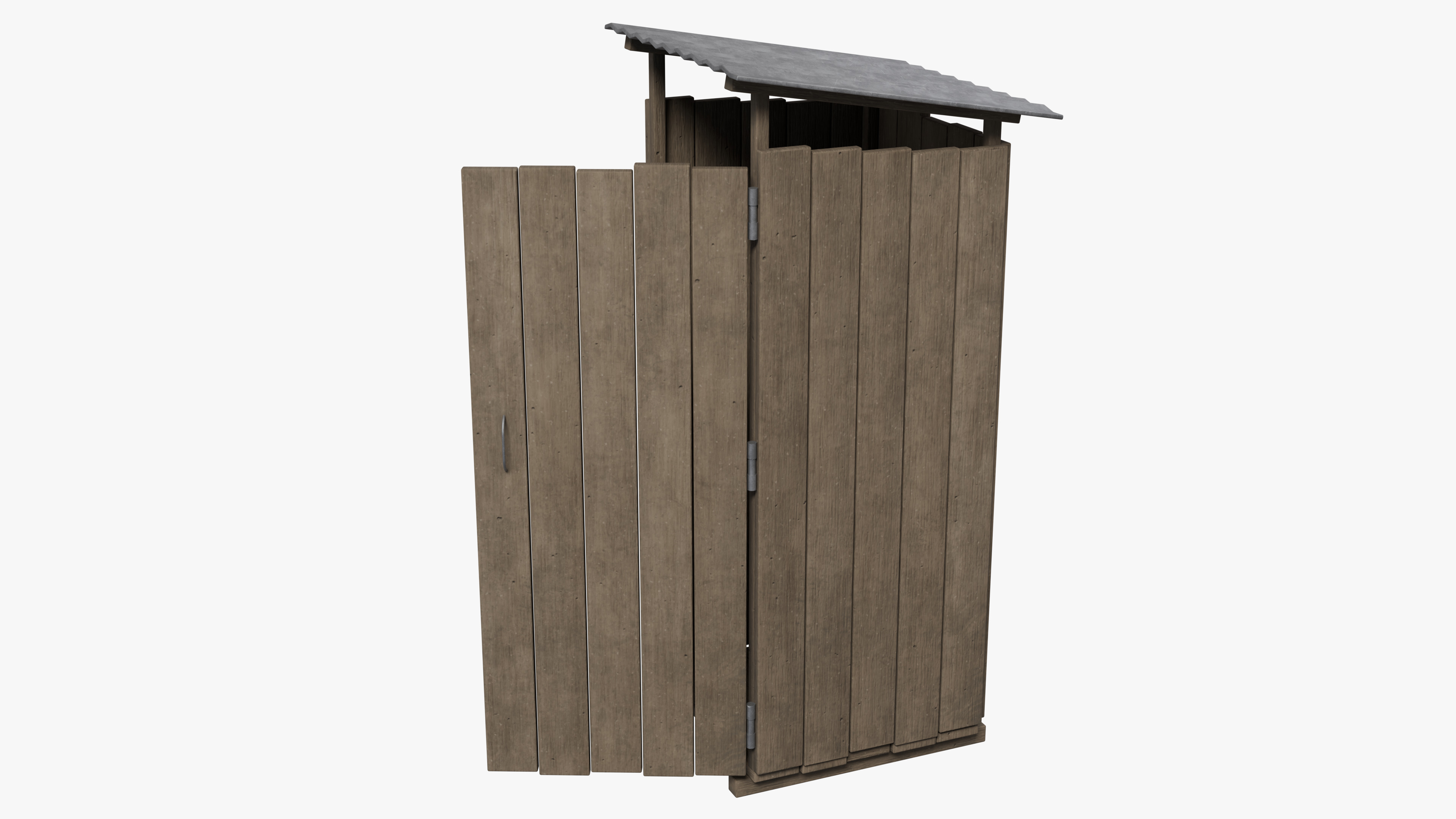 Wooden Outdoor Toilet Low-poly 3D model_5