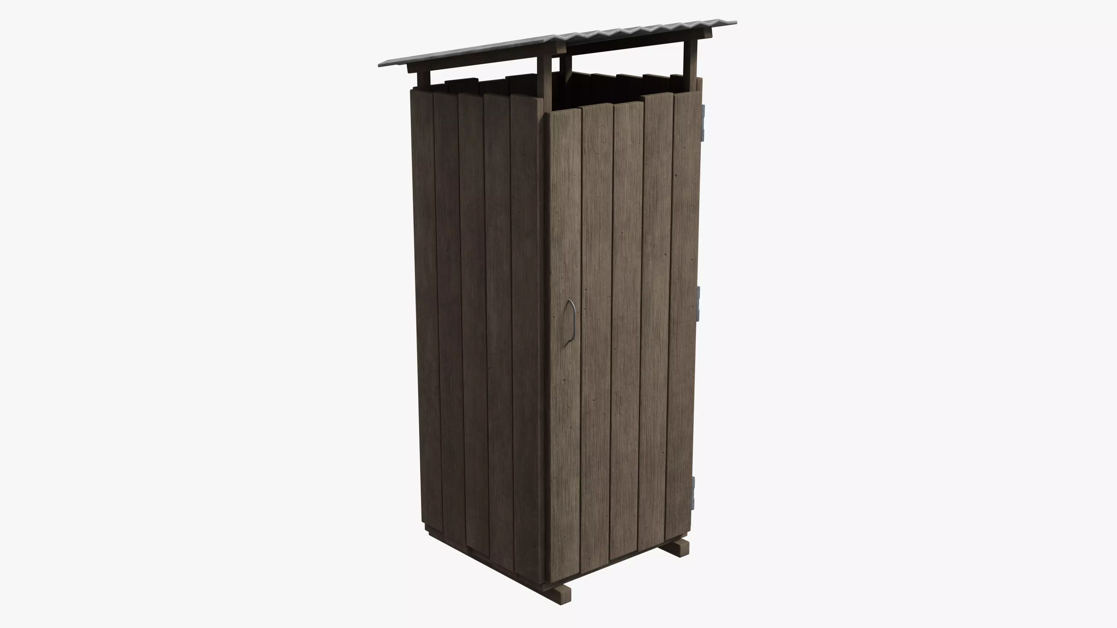 Wooden Outdoor Toilet Low-poly 3D model_0