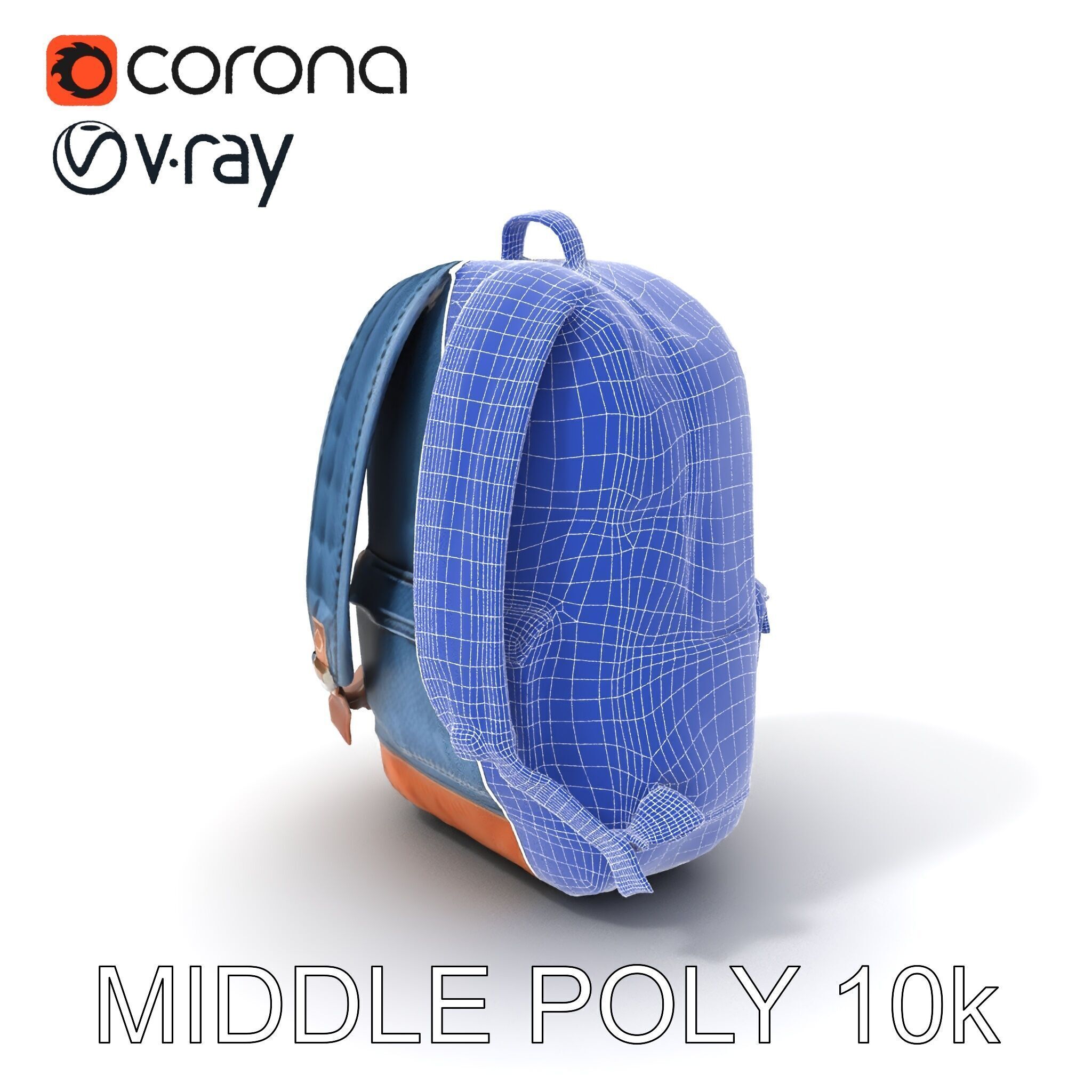 Denim Backpack D Model Pack Low-poly 3D model_13