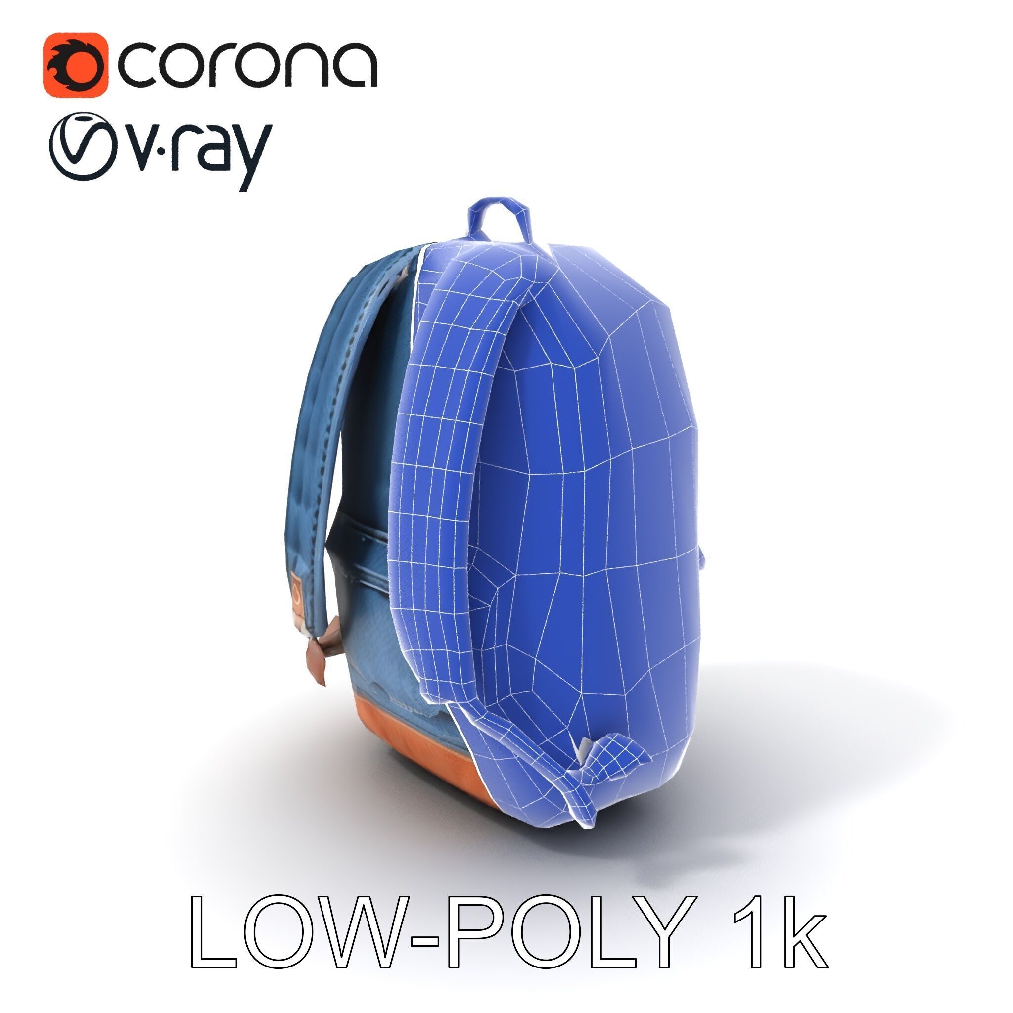 Denim Backpack D Model Pack Low-poly 3D model_28
