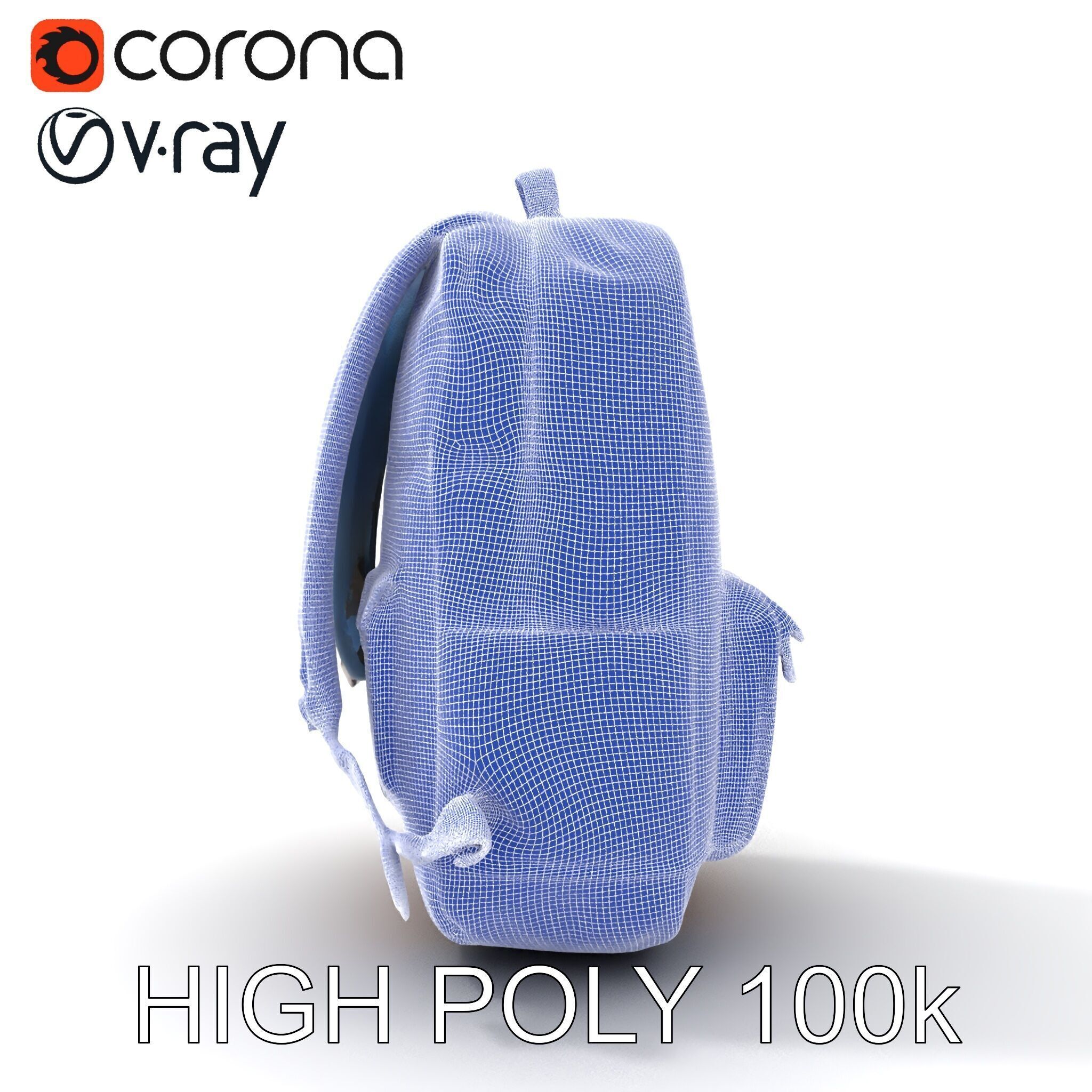 Denim Backpack D Model Pack Low-poly 3D model_23