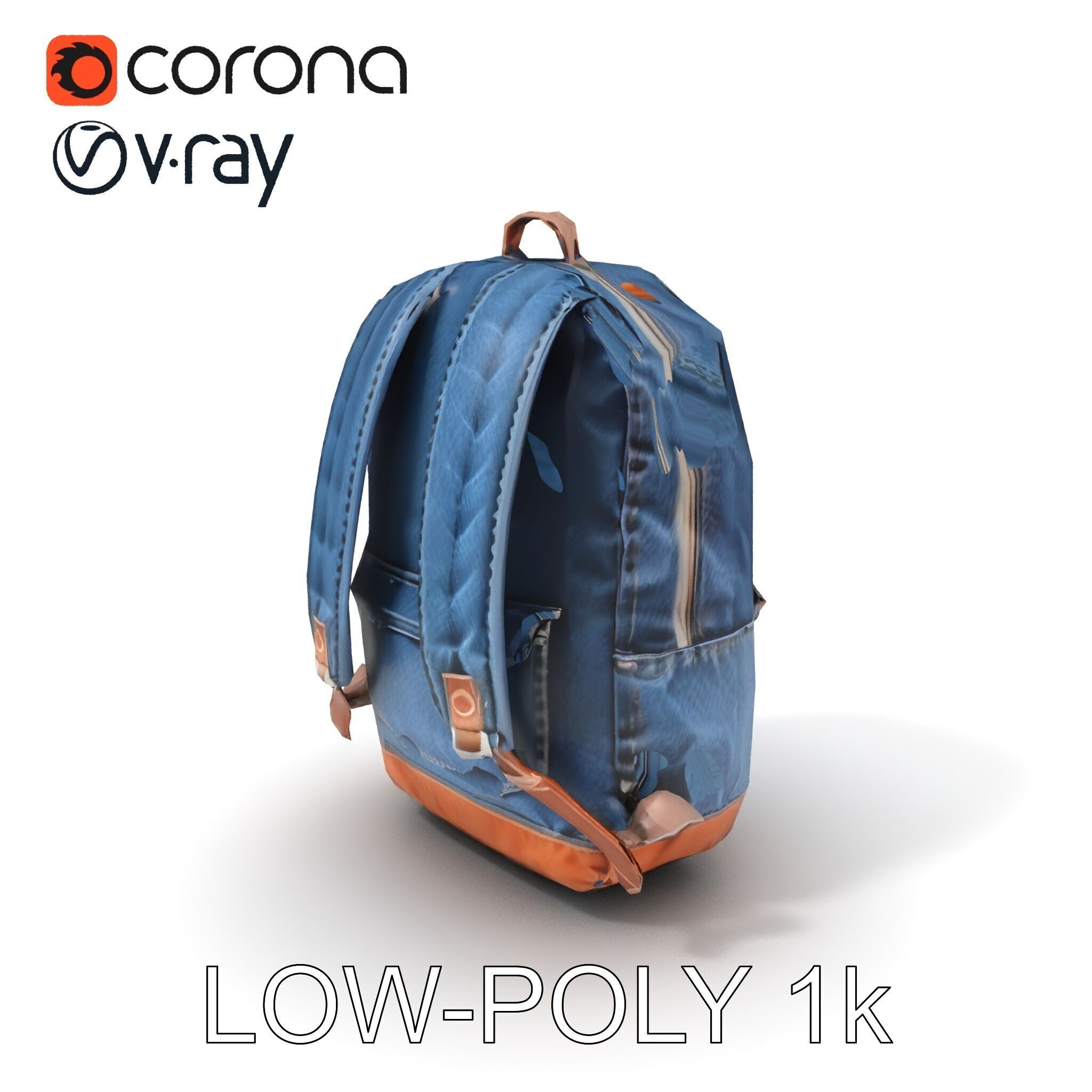 Denim Backpack D Model Pack Low-poly 3D model_16