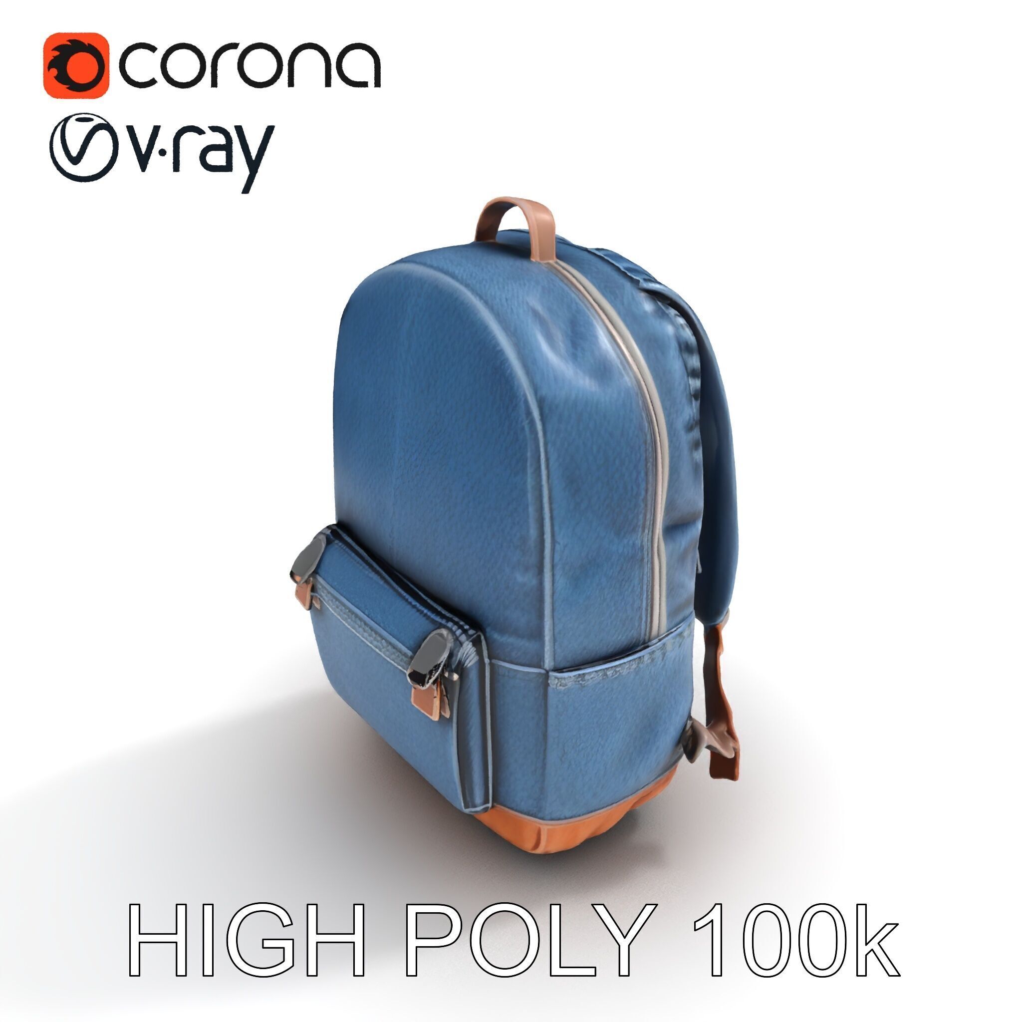 Denim Backpack D Model Pack Low-poly 3D model_20