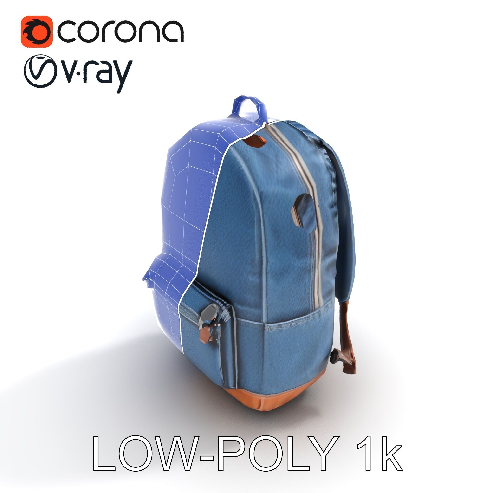 Denim Backpack D Model Pack Low-poly 3D model_25