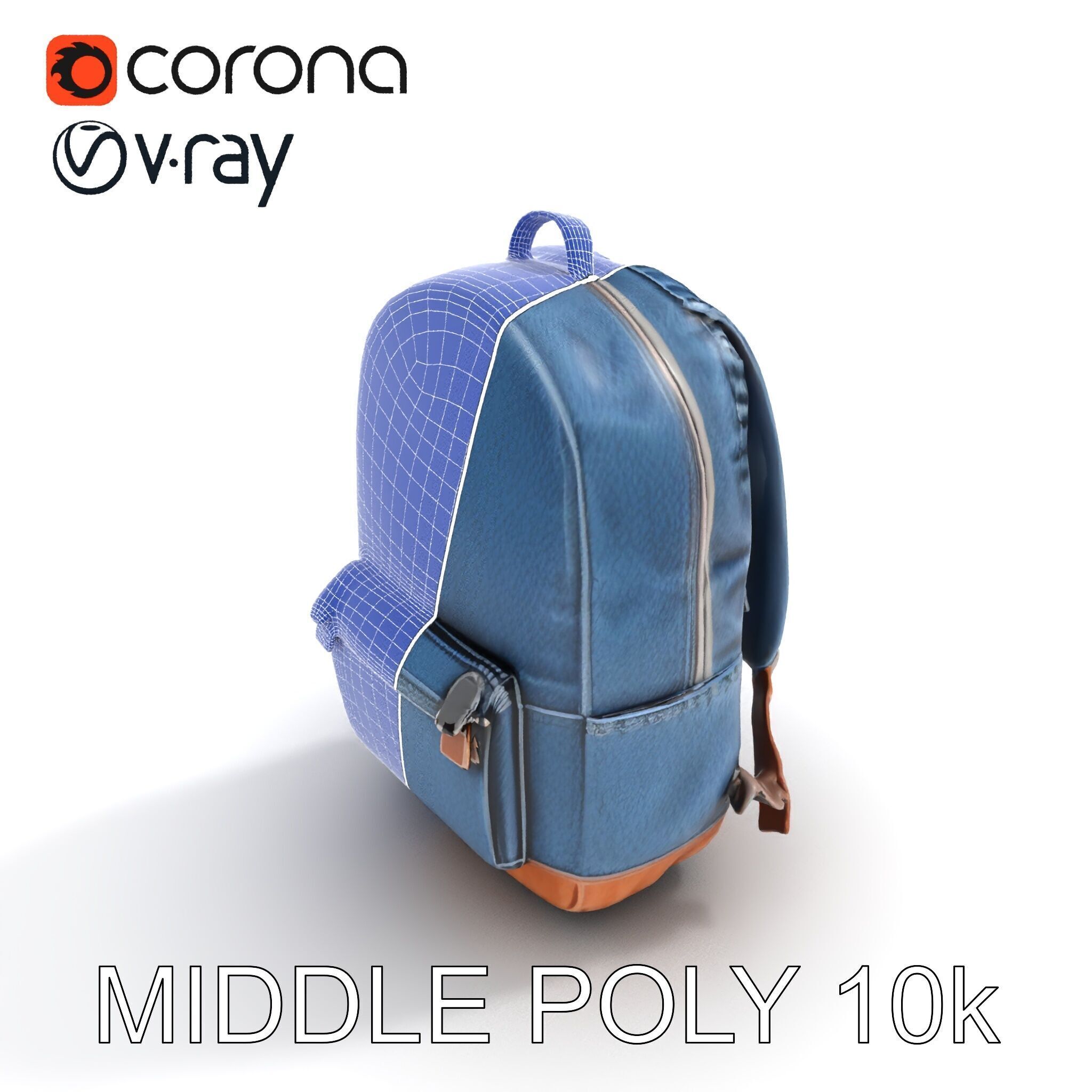 Denim Backpack D Model Pack Low-poly 3D model_8