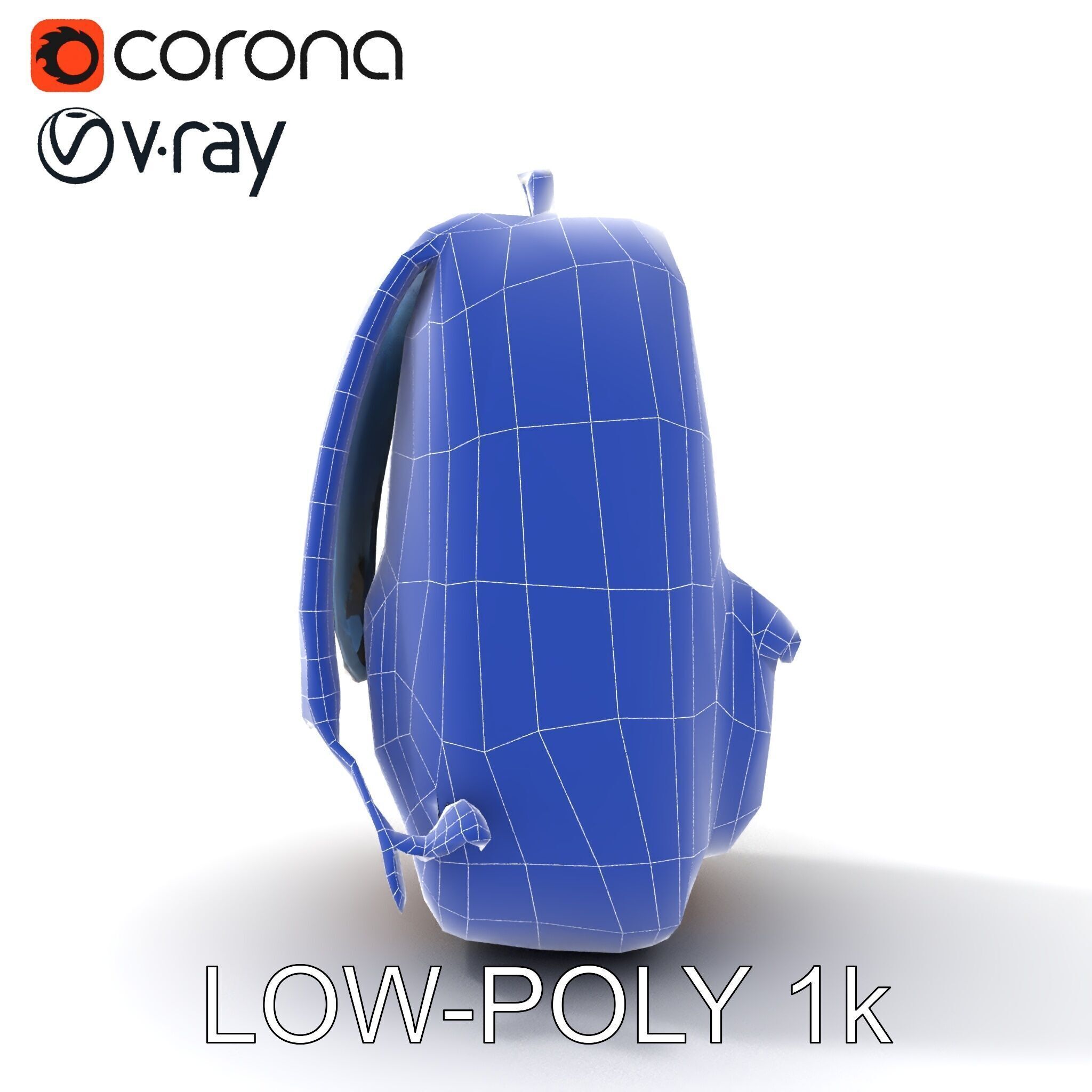 Denim Backpack D Model Pack Low-poly 3D model_12