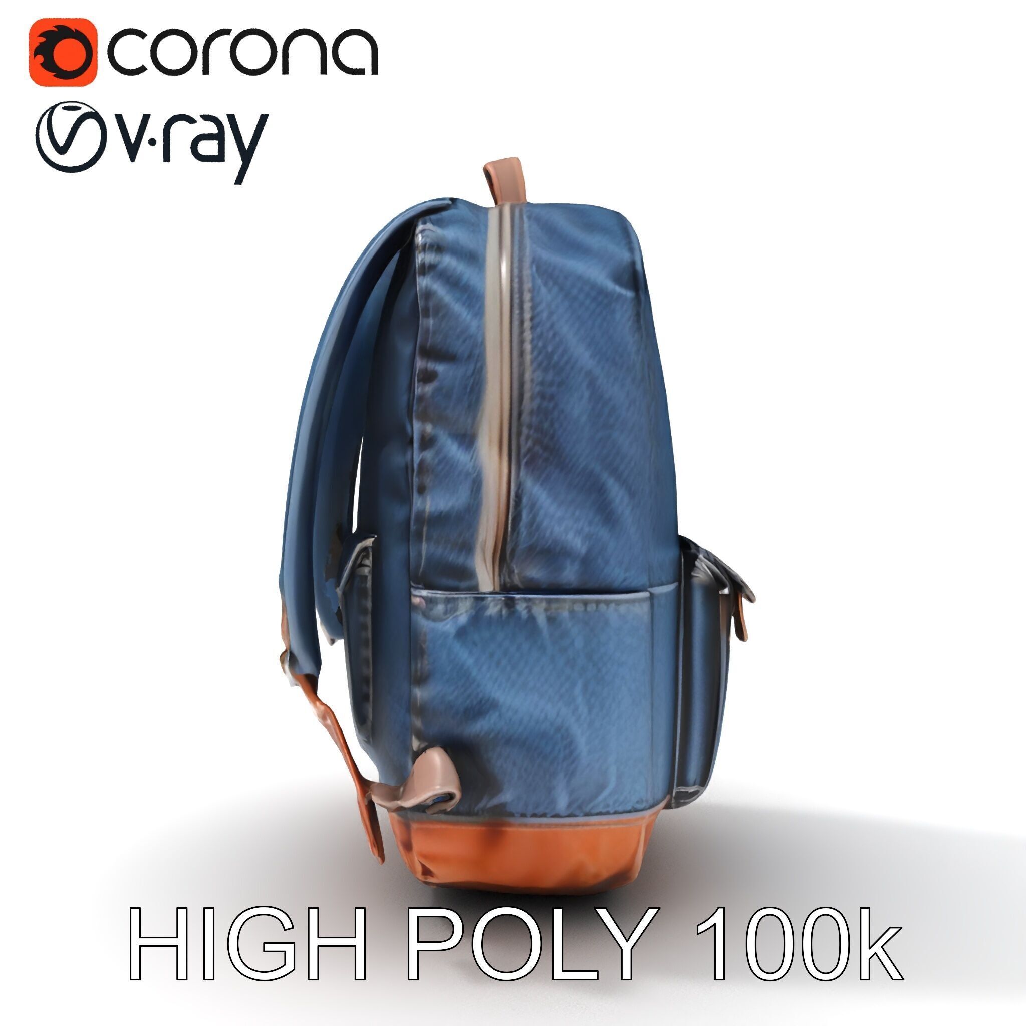 Denim Backpack D Model Pack Low-poly 3D model_31