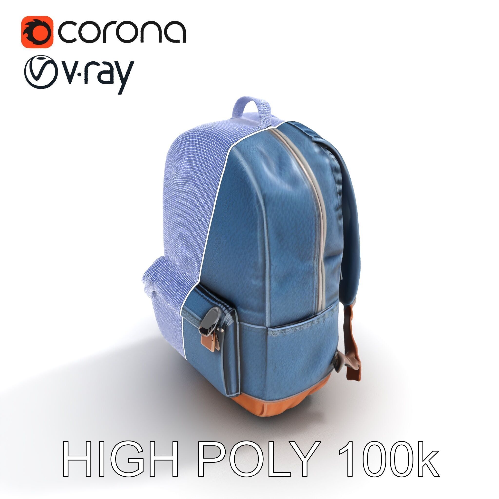 Denim Backpack D Model Pack Low-poly 3D model_35
