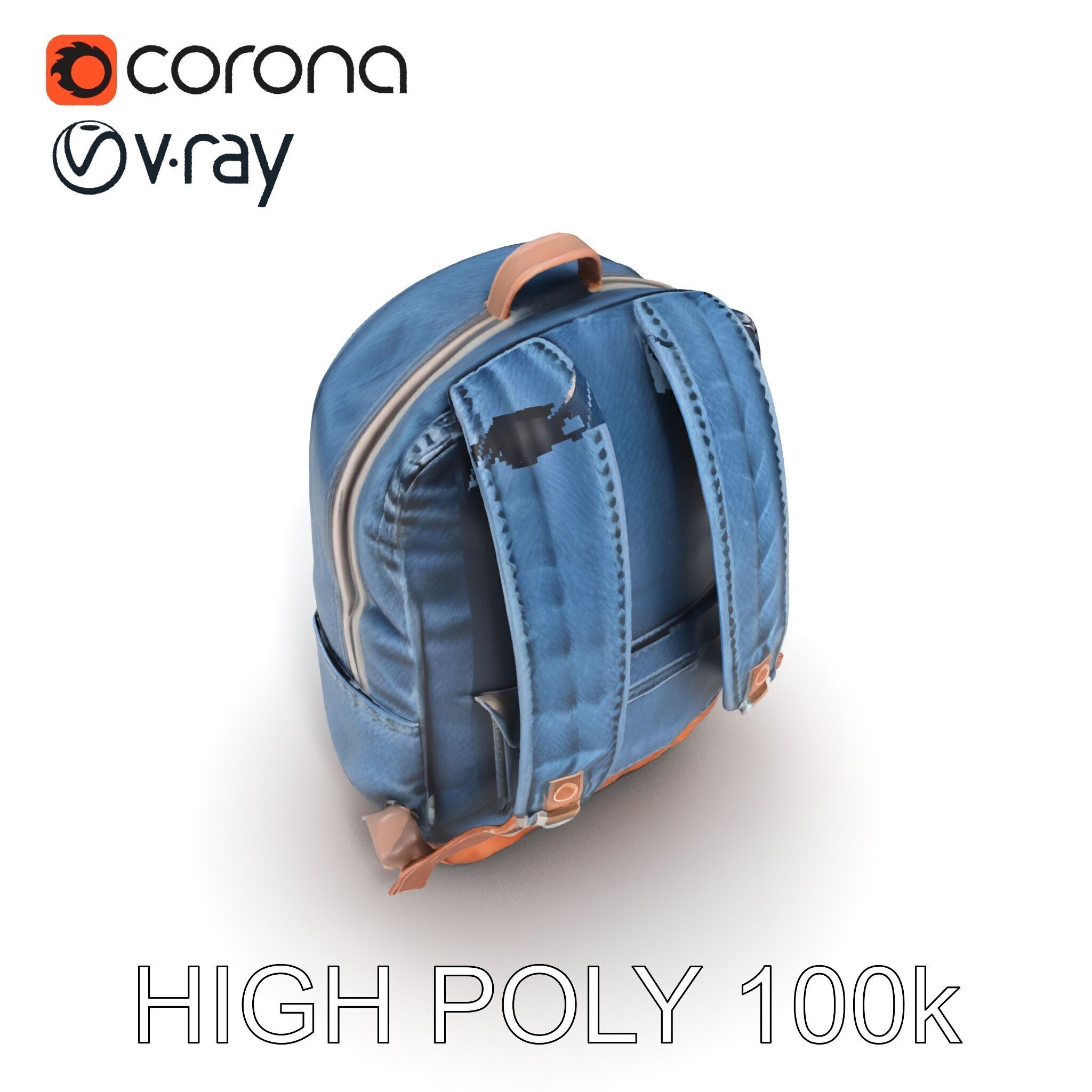 Denim Backpack D Model Pack Low-poly 3D model_26