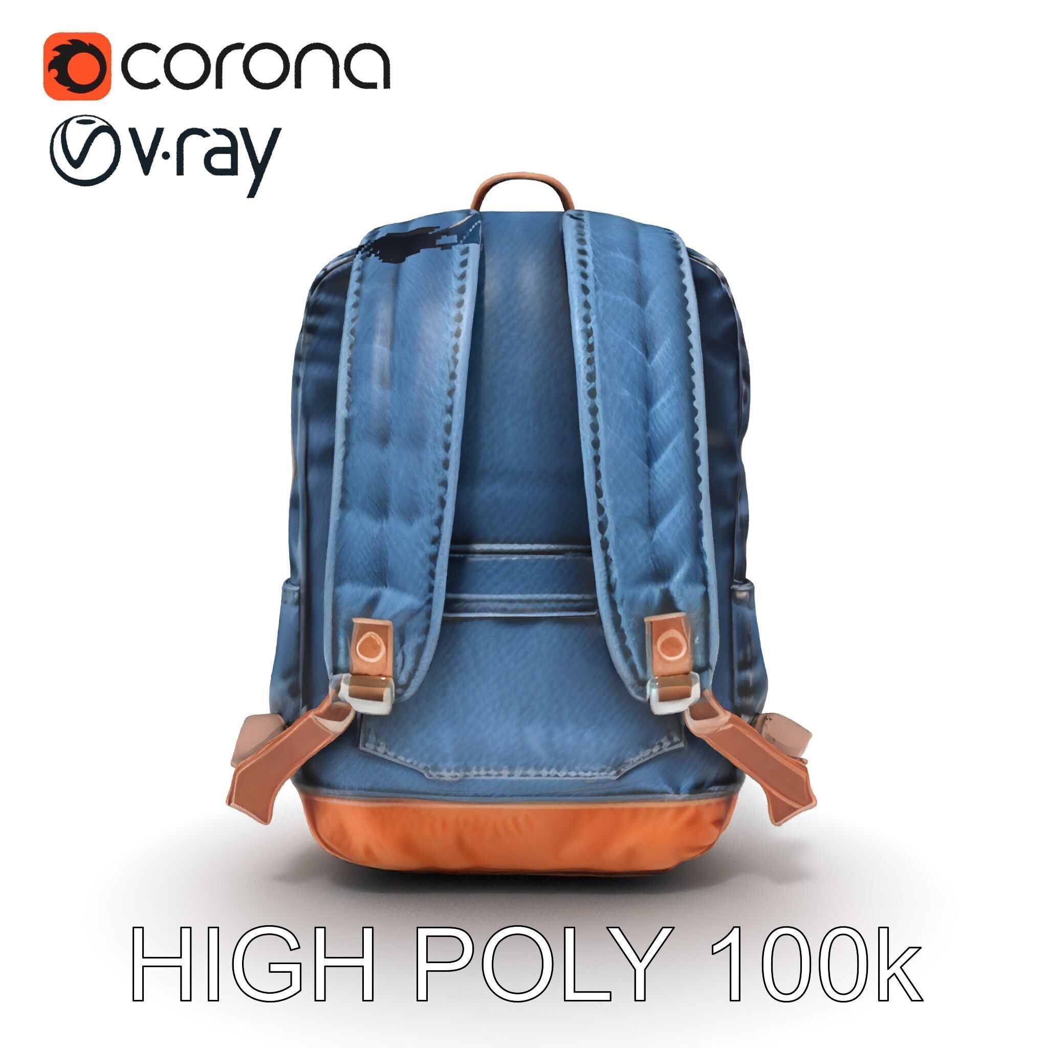 Denim Backpack D Model Pack Low-poly 3D model_17